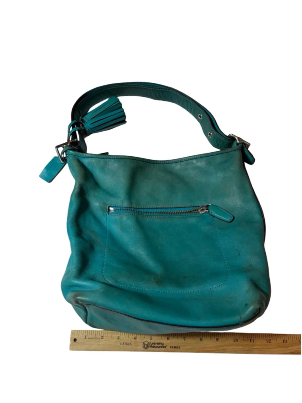 Coach Legacy Duffle Teal Leather Tassel Hobo Crossbody Bag 19889